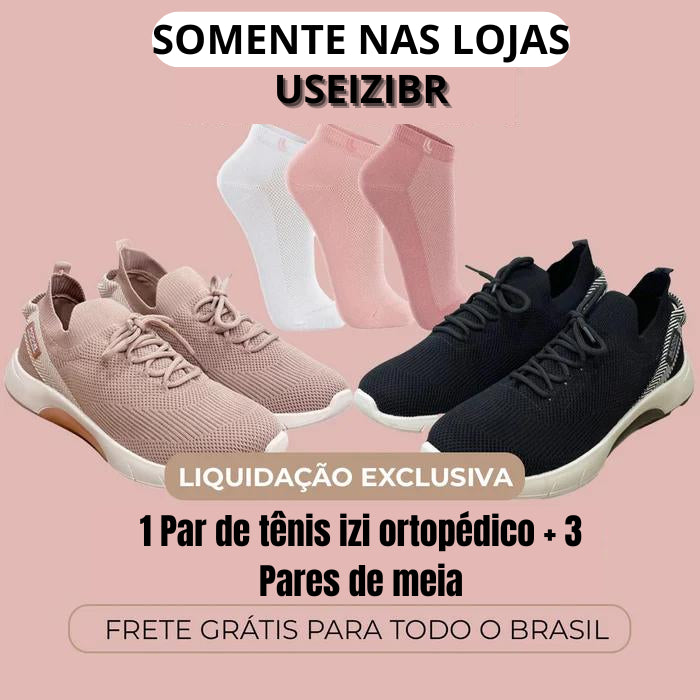 Tênis Ortopédico Massageador + 3 Pares de Meias - izi