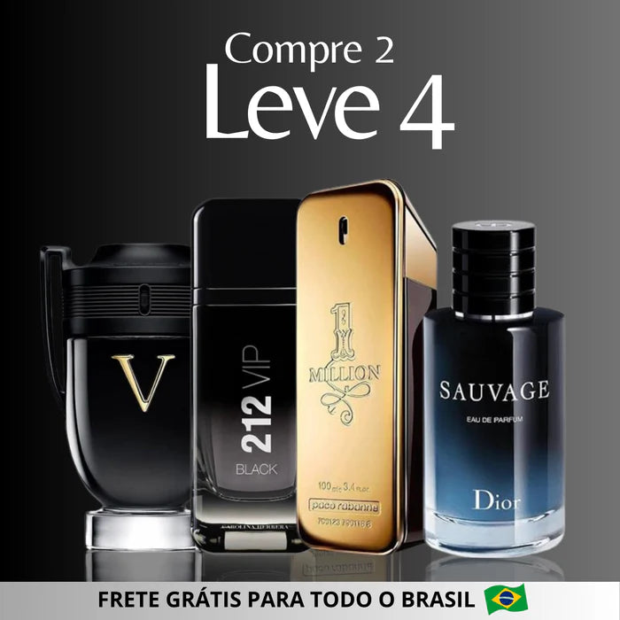 Combo 4 Perfumes Masculinos Importados (100ml) - 1 Million | Invictus | Sauvage | Bleu - Lojas Useizibr